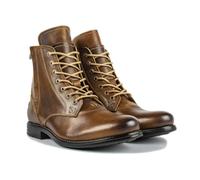 ENWIND Botas Moto Hombre de Piel sintética con Cremallera Lateral Calzado Botines de Combate Militares,Marrón,48 EU