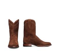 ENWIND Botas Tipo Vaquero De Ante para Hombre con Punta Puntiaguda, Botines De Tobillo Deslizables De Tacón Bajo,Marrón,42 EU