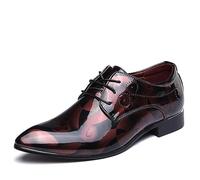 ENWIND Cordones Zapatos de Charol Negocios Vestir Zapatos de Boda Traje Zapatos Derbys,Rojo,44 EU