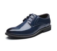 ENWIND Cuero Formal Negocios Oxford Derby Zapatos Brogue Wingtip Retro Vestido Zapatos para Hombres,Azul,46 EU