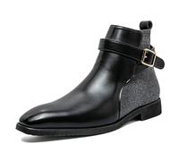 ENWIND Formal Monk Botas Hebilla Correa Chelsea Oxfords Botas Casual Flat Wedding Party Botín De Los Hombres,Negro,40 EU