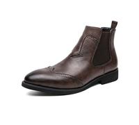ENWIND Hombres Brogue Botines Chelsea Tobillo Alto Zapatos de Vestir,Marrón,43 EU