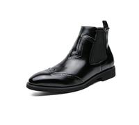 ENWIND Hombres Brogue Botines Chelsea Tobillo Alto Zapatos de Vestir,Negro,41 EU