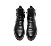 ENWIND Hombres Cremallera Botines Piel Chukka Chelsea Botas,Negro,48 EU