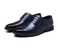 ENWIND Hombres Derbis de Cuero Zapatos Brogue Formales con Cordones Zapatos de Vestir de Boda de Negocios,Azul,44 EU