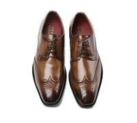 ENWIND Hombres Derbys de Cuero Zapatos Brogue Formales con Cordones Zapatos de Vestir de Boda de Negocios,Marrón,41 EU
