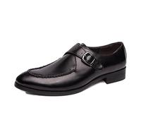 ENWIND Hombres Hebilla Simple Zapatos de Monje Microfibra Oficial Mocasines Platos Boda Cuero Oxfords,Negro,45 EU