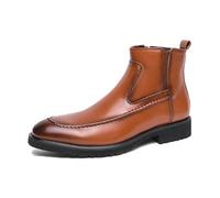 ENWIND Hombres Piel Chelsea Derby Botas Cremallera Botines,Marrón,45 EU