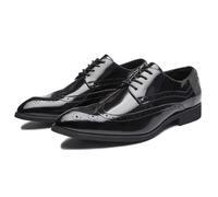 ENWIND Hombres Punta Puntiaguda Zapatos De Vestir con Cordones para El Trabajo, Viajes Formal Negocios Boda Brogues Zapatos Oxford Casuales,Negro,44 EU