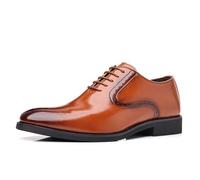 ENWIND Hombres Tacones Bajos con Cordones Derby Lisos Zapatos de Vestir Formales de Negocios,Marrón,43 EU