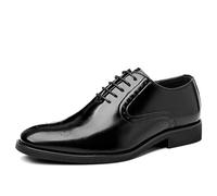 ENWIND Hombres Tacones Bajos con Cordones Derby Lisos Zapatos de Vestir Formales de Negocios,Negro,45 EU
