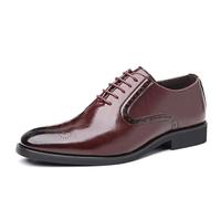 ENWIND Hombres Tacones Bajos con Cordones Derby Lisos Zapatos de Vestir Formales de Negocios,Rojo,38 EU