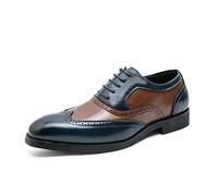 ENWIND Hombres Zapatos de Brogue de Negocios con Cordones Zapatos de Boda Oxfords Zapatos de Cuero Zapatos de Vestir Formales,Azul,40 EU
