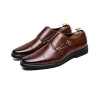 ENWIND Hombres Zapatos Monk Zapatos De Vestir De Oxford Formales De Cuero De Imitación,Marrón,41 EU