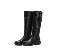 ENWIND Mujer Botas De Caballo con Tacones Bajos Invierno Botas De Equitación Hebilla Casual Bota Larga hasta La Rodilla,Negro,42 EU