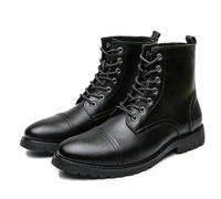 ENWIND Punta Redonda Botas De Combate Militar para Hombres Cordones Botines De Moto Botas Oxford,Negro,40 EU
