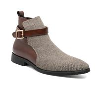ENWIND Trabajo Botas Chukka por Hombre Vestido Cuero Botín de Tobillo,Beige,38 EU
