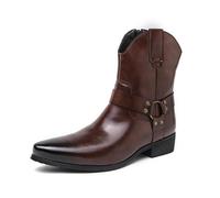 ENWIND Western Stiefelette hasta El Tobillo Botas De Vaquero Hombre con Cremallera,Marrón,38 EU