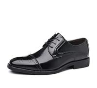 ENWIND Zapato Brogue Formal de Cuero Oxford para Hombre Zapatos de Vestir con Cordones para Negocios de Boda,Negro,40 EU