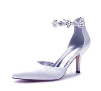 ENWIND Zapatos De Boda para Mujer Novia Punta Puntiaguda Tacóns De Aguja con Cremallera,Blanco,40 EU