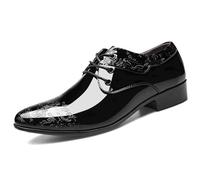 ENWIND Zapatos de Charol con Cordones Hombre Derby Zapato de Vestir de Oficina de Formal Zapatos de Traje Formales Oxfords para Hombre,Negro,42 EU