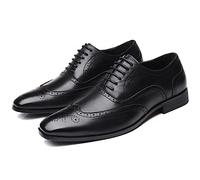 ENWIND Zapatos de Vestir con Cordones para Hombres Oxfords Punta de ala Formales de Cuero,Negro,47 EU