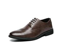 ENWIND Zapatos de Vestir de Cuero Brogue para Hombre con Cordones y Punta de ala Zapatos de Boda Formales,Marrón,44 EU