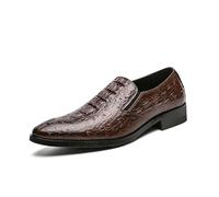 ENWIND Zapatos De Vestir De Cuero Formales para Hombre, Mocasines De Estampado De Cocodrilo Clásicos para Fiestas Y Bodas,Marrón,47 EU