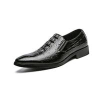 ENWIND Zapatos De Vestir De Cuero Formales para Hombre, Mocasines De Estampado De Cocodrilo Clásicos para Fiestas Y Bodas,Negro,43 EU