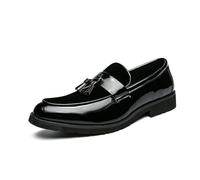 ENWIND Zapatos de Vestir de Negocios para Hombres Charol Mocasines con Punta Puntiaguda Zapatos Formales de Trabajo de Oficina Bodas Fiestas,Negro,39 EU