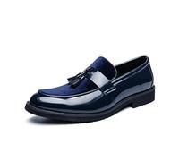 ENWIND Zapatos de Vestir de Negocios para Hombres Charol Mocasines con Punta Puntiaguda Zapatos Formales de Trabajo de Oficina Bodas Fiestas,Azul,42 EU