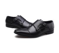 ENWIND Zapatos de Vestir Hombres Oxford Traje Derby Zapatos con Hebilla Zapatos de Negocios de Cuero Sintético para Boda,Negro,40 EU