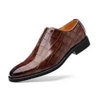ENWIND Zapatos de Vestir Oxford Estampados para Hombre Formales Negocios Boda Mocasin Sin Cordones,Marrón,40 EU