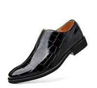 ENWIND Zapatos de Vestir Oxford Estampados para Hombre Formales Negocios Boda Mocasin Sin Cordones,Negro,46 EU