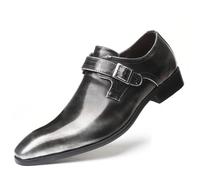 ENWIND Zapatos Formales Hombre de Cuero Sintético - Calzado de Vestir con Hebilla para Bodas, Eventos y Negocios,Gris,43 EU