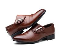 ENWIND Zapatos Formales Hombre de Cuero sintético - Calzado de Vestir con Hebilla para Bodas, Eventos y Negocios,Marrón,42 EU