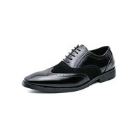 ENWIND Zapatos Oxford De Negocios Brogues para Hombre Zapatos De Vestir Formales De Boda con Cordones De Punta Cuadrada,Negro,38 EU