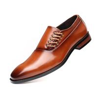 ENWIND Zapatos Oxford Hombre, Brogue Cuero Boda Negocios Calzado Vestir Cordones Zapatos de Derby,Amarillo,39 EU