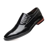 ENWIND Zapatos Oxford Hombre, Brogue Cuero Boda Negocios Calzado Vestir Cordones Zapatos de Derby,Negro,48 EU