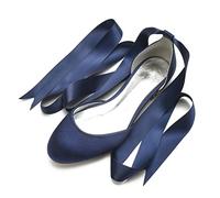 ENWIND Zapatos Planos De Boda para Mujer Zapatos De Ballet De Punta Redonda con Ribbon Tie,Dark Blue,43 EU