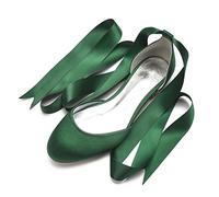 ENWIND Zapatos Planos De Boda para Mujer Zapatos De Ballet De Punta Redonda con Ribbon Tie,Dark Green,42 EU
