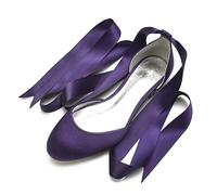 ENWIND Zapatos Planos De Boda para Mujer Zapatos De Ballet De Punta Redonda con Ribbon Tie,Dark Purple,37 EU