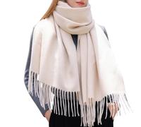 Enwokran Cachemira Súper Suave para Mujer Bufandas Reversibles Cálidas Acogedoras Múltiples Colores Gran Tamaño Usar Como Chal Envolver Cubrir para Otoño e Invierno para Bodas Regalos (Blanquecino)