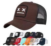 Enwokran Gorra de béisbol Hombre Quirky Bizarre Bordado Sombreros Gorras de Camionero Hip Hop Malla Ajustable Espalda UPF 50+ Protección UV Verano Sombrero para El Sol Gorra Deportiva (Marrón)