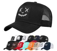 Enwokran Gorra de béisbol Hombre Quirky Bizarre Bordado Sombreros Gorras de Camionero Hip Hop Malla Ajustable Espalda UPF 50+ Protección UV Verano Sombrero para El Sol Gorra Deportiva (A_Negro)