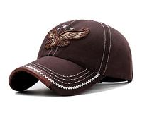 Enwokran Gorra de béisbol, Moda 3D águila Bordado, Unisex Verano Vintage Clásico del Sol Al Aire Libre Sombreros (Marrón)