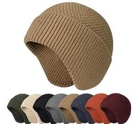 Enwokran Gorro de punto cálido de invierno, unisex, elástico, resistente al viento, con orejeras, gorro de calavera holgado con calentador de orejas para correr, pesca, esquí, ciclismo, deportes al