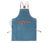 ENWWCH Delantal de cocina mezclilla unisex 2 piezas con espalda cruzada for restaurante, camarero, chef, salón uñas y barbería Para Carpintero(Light blue)