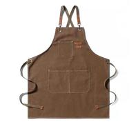 ENWWCH Delantal de lona 2 piezas for el hogar, la cocina, jardinería, trabajo, restaurante, for mujer Para Carpintero(Brown)