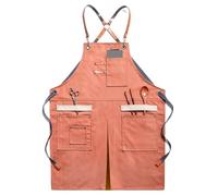 ENWWCH Delantal de mezclilla 2 piezas, delantal multibolsillo for barbería, ropa trabajo, for cafetería, for hombres y mujeres Para Carpintero(Red)